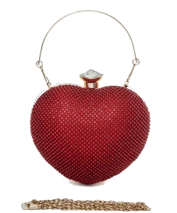Rhinestone Heart Shape Iconic Clutch Bag 118-6249 RED